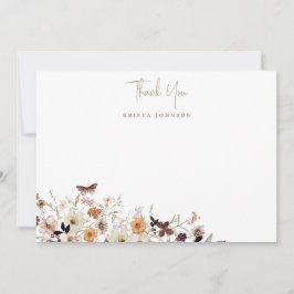 Herfst Wild Flowers Baby shower Flat Bedankkaart