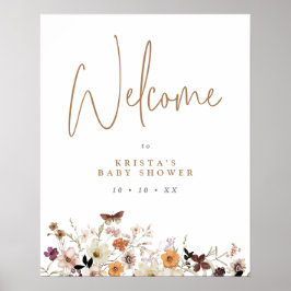 Herfst Wild Flowers Baby shower Welkom Poster
