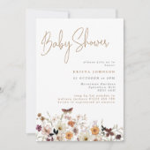 Herfst Wild Flowers Boho Baby shower Kaart (Voorkant)