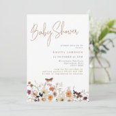 Herfst Wild Flowers Boho Baby shower Kaart (Staand voorkant)