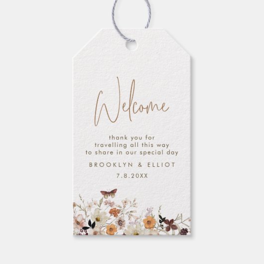 Herfst Wild Flowers Wedding Hotel Welkom Cadeaulabel (Voorkant)