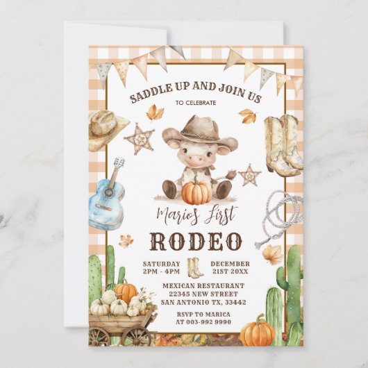 Herfst Wild West Mijn eerste Rodeo Cowboy Verjaard Kaart (Voorkant)