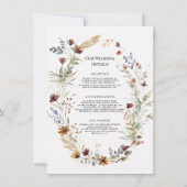Herfst Wildbloem Bloemen Krans Bruiloft Details Kaart (Voorkant)