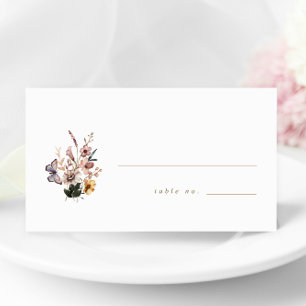 Herfst Wildbloemen Boeket Bruiloft Escort Kaart Plaatskaartje