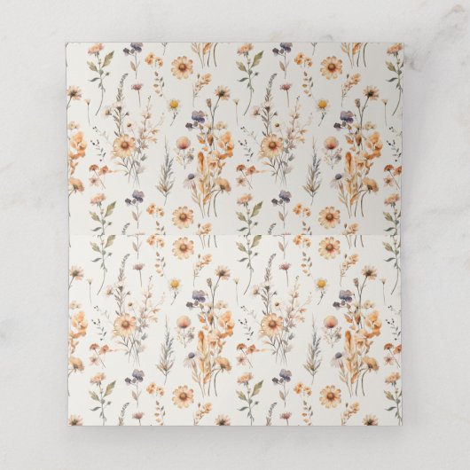 Herfst Wildbloemen Boho Bruiloft Gast Naam Gevouwe Plaatskaartje (Binnenkant ongevouwen)