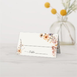 Herfst Wildbloemen Boho Bruiloft Gast Naam Gevouwe Plaatskaartje