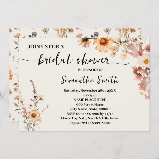 Herfst Wildbloemen Boho Herfst Vrijgezellenfeest Kaart (Voorkant / Achterkant)