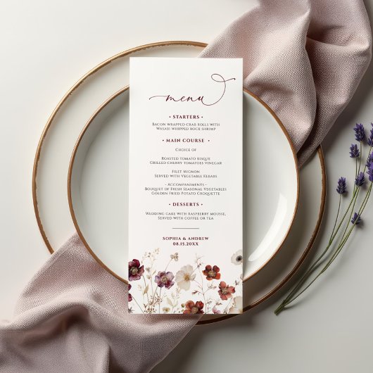 Herfst Wildbloemen Bruiloft Menu