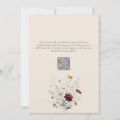 Herfst Wildbloemen Elegante Bourgondische bruiloft Kaart (Achterkant)