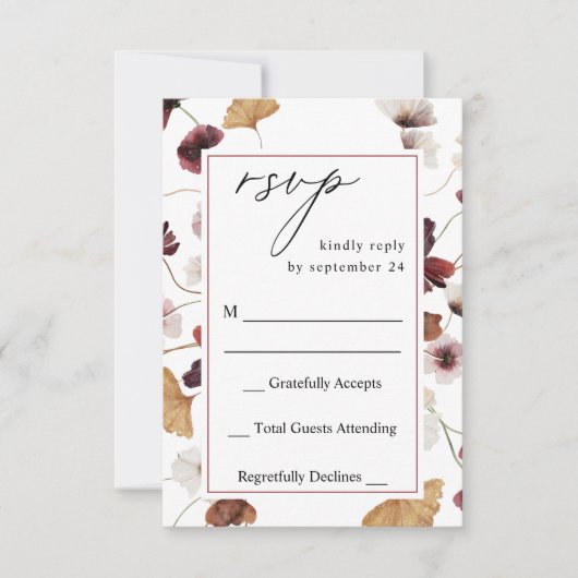 Herfst Wildbloemen Floral no Meal RSVP (Voorkant)