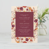 Herfst Wildbloemen & Foto Website Herfstbruiloft Kaart (Staand voorkant)