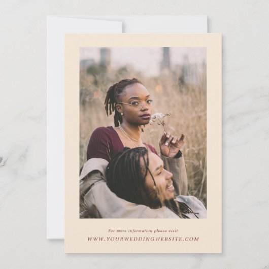 Herfst Wildbloemen & Foto Website Herfstbruiloft Kaart (Achterkant)