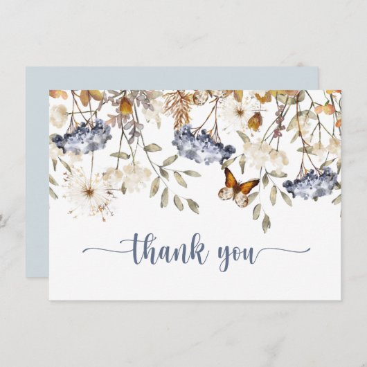Herfst Wildbloemen, Hydrangea, Vlindertuin Bedankkaart (Voorkant / Achterkant)