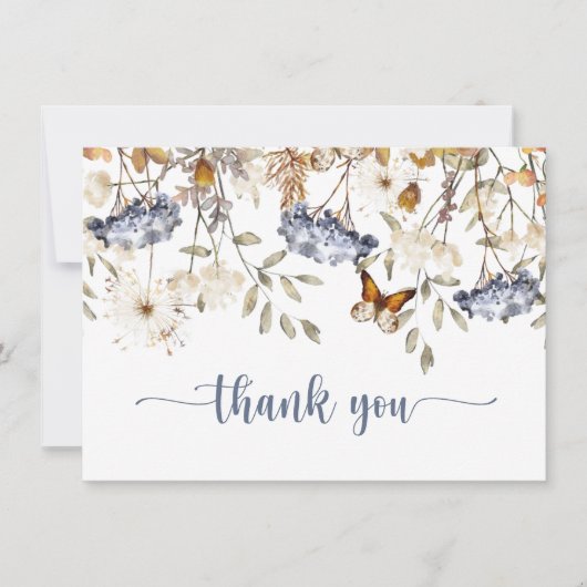Herfst Wildbloemen, Hydrangea, Vlindertuin Bedankkaart (Voorkant)