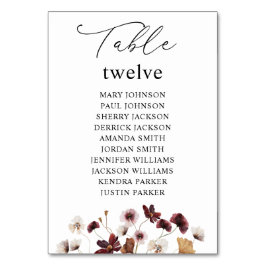 Herfst Wildbloemen Kabelnummerkaart Kaart