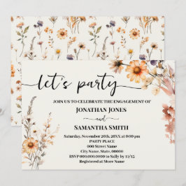 Herfst Wildbloemen Laten we feesten Verloving brui Kaart