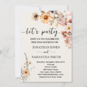 Herfst Wildbloemen Lets Party Boho Verloving Kaart (Voorkant)