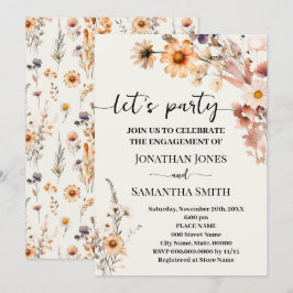 Herfst Wildbloemen Lets Party Boho Verloving Kaart