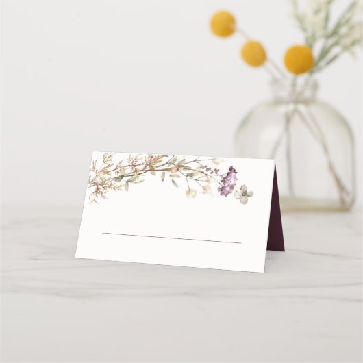  herfst Wildbloemen Plum Blank Place Card Plaatskaartje (Voorkant)