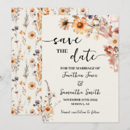 Herfst Wildbloemen Save the Date Bruiloft