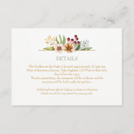 Herfst Wildbloemen Waterverf Bruiloft Wijze Informatiekaartje
