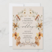 Herfst Wildbloemen Waterverf Floral gingko bruilof Kaart (Voorkant)