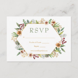 Herfst Wildbloemen Waterverf Wedding Gold RSVP Kaartje