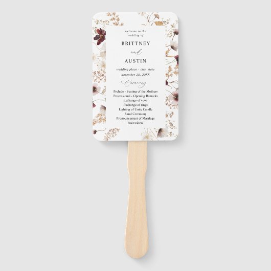 Herfst Wildbloemen Weddenschap Handwaaier (Voorkant)