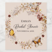 Herfst Wilde Bloem Aquarel Wijnlabel Set Wijn Etiket (Enkel label)