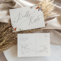 Herfst Wilde Bloem Beige Menu Keuze RSVP Briefkaar