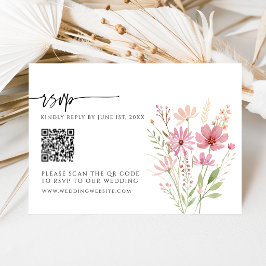 Herfst Wilde Bloem Bloemencode QR Code Trouw RSVP  Kaartje