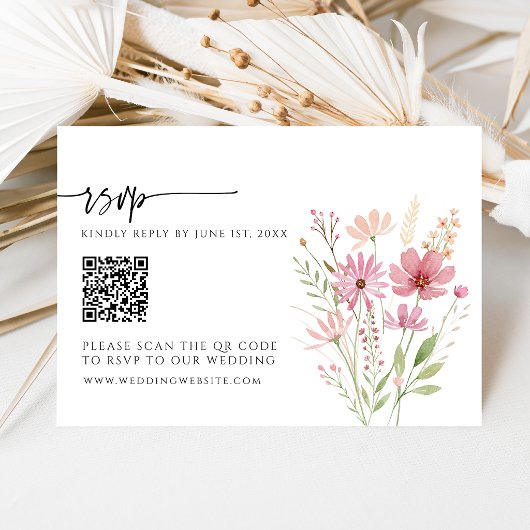 Herfst Wilde Bloem Bloemencode QR Code Trouw RSVP Kaartje