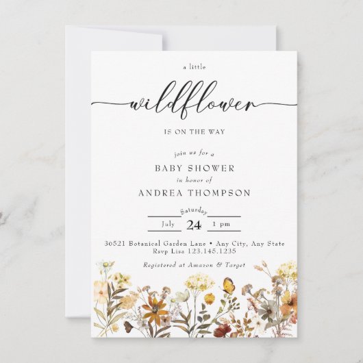 Herfst Wilde Bloem | Bloemige Baby Shower Kaart (Voorkant)