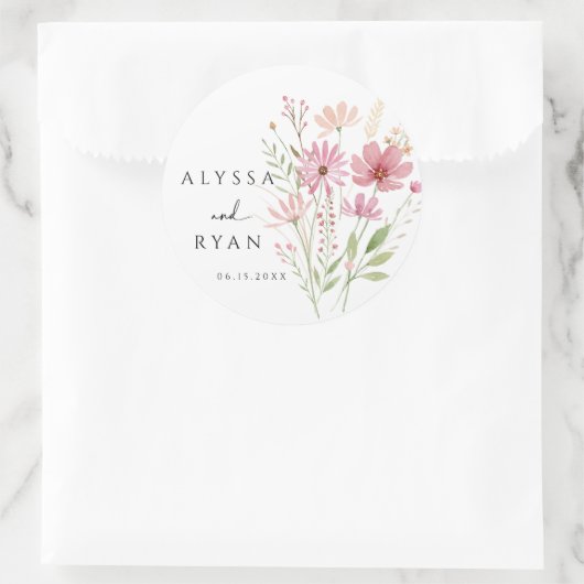 Herfst Wilde Bloem Bloemige Bruiloft Ronde Sticker (Tas)