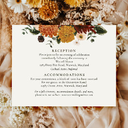 Herfst Wilde Bloem Boho Trouwdetails Informatiekaartje