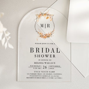 Herfst Wilde Bloem Bruids Shower Acryl Uitnodigingen