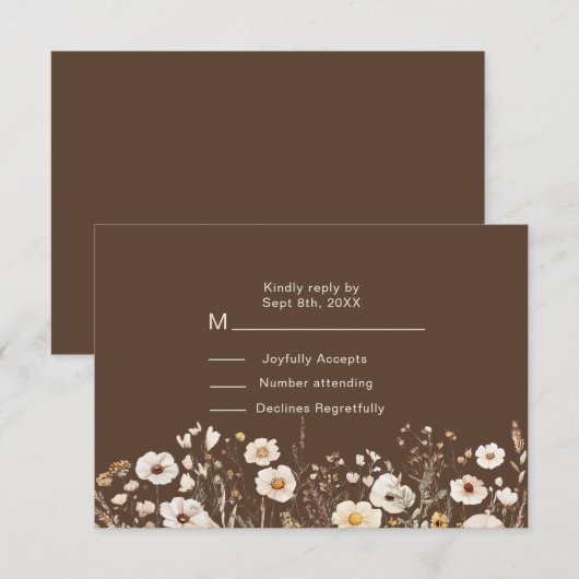 Herfst Wilde Bloem Bruiloft Bloemen RSVP Kaartje (Voorkant / Achterkant)
