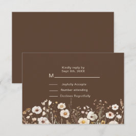 Herfst Wilde Bloem Bruiloft Bloemen RSVP Kaartje