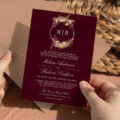 Herfst Wilde Bloem Crest QR Code Bourgondië Trouwd Kaart