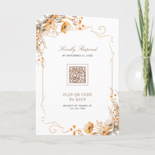 Herfst Wilde Bloem Crest QR Code Bruiloft (Achterkant)