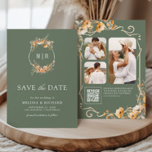 Herfst Wilde Bloem Crest QR Code Saliegroen Trouwe