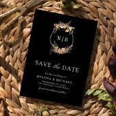 Herfst Wilde Bloem Crest QR Code Zwarte Trouwjurk Save The Date