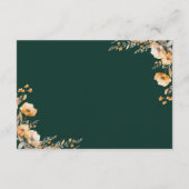 Herfst Wilde Bloem Crest Smaragd Trouwdetails Informatiekaartje (Achterkant)