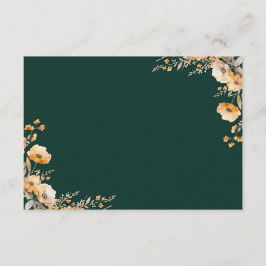 Herfst Wilde Bloem Crest Smaragd Trouwdetails Informatiekaartje (Achterkant)