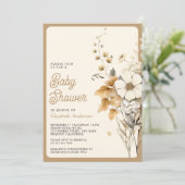 Herfst Wilde Bloem Foto QR Code Baby Shower Kaart (Staand voorkant)
