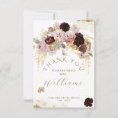Herfst Wilde Bloem Goud Bloemstuk Bruidsfeest Bedankkaart (Voorkant)