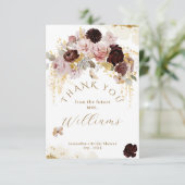 Herfst Wilde Bloem Goud Bloemstuk Bruidsfeest Bedankkaart (Staand voorkant)