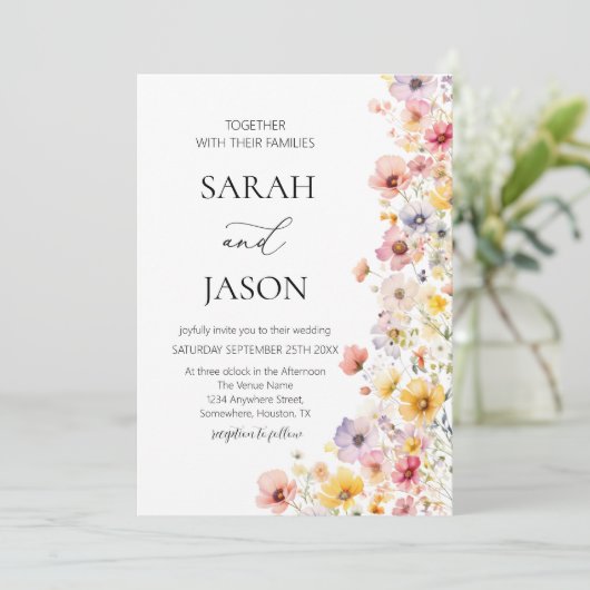 Herfst wilde bloem herfst bloemenelegante boho bru kaart (Staand voorkant)