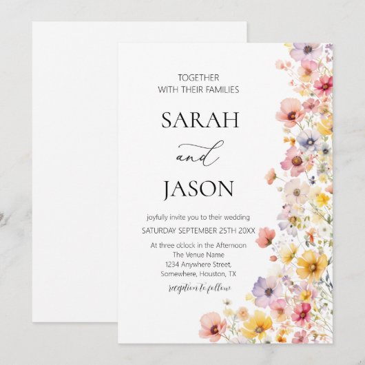 Herfst wilde bloem herfst bloemenelegante boho bru kaart (Voorkant / Achterkant)