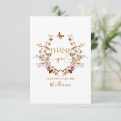 Herfst Wilde Bloem Minimalistische Elegante Bruids Bedankkaart (Staand voorkant)